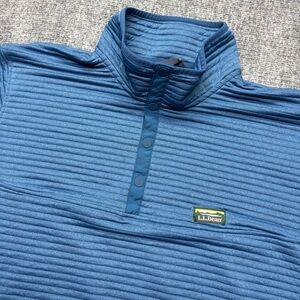 LL Bean Airlight Knit Pullover Mens 3XL XXXL Blue Slightly Fitted Snaps 506874
